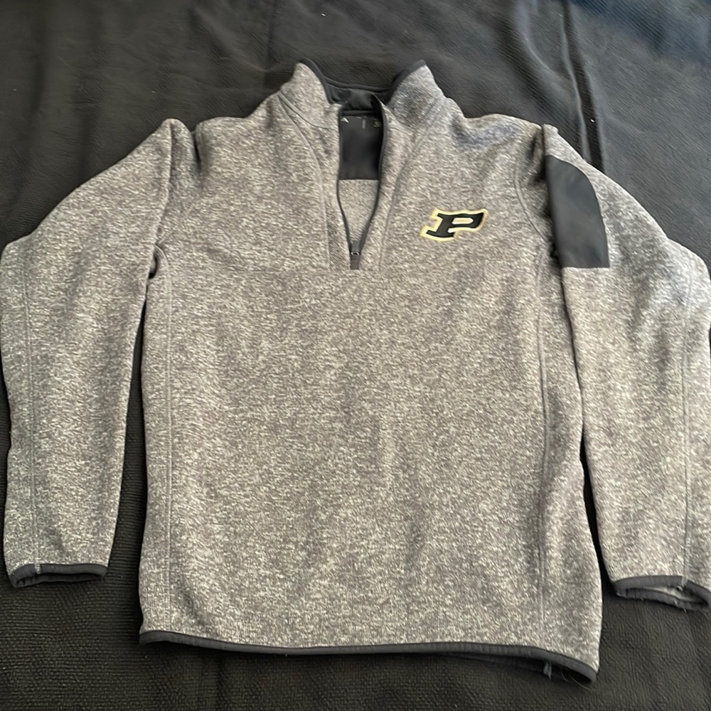 PURDUE Mens medium 1/4 zip. Heather dark gray.